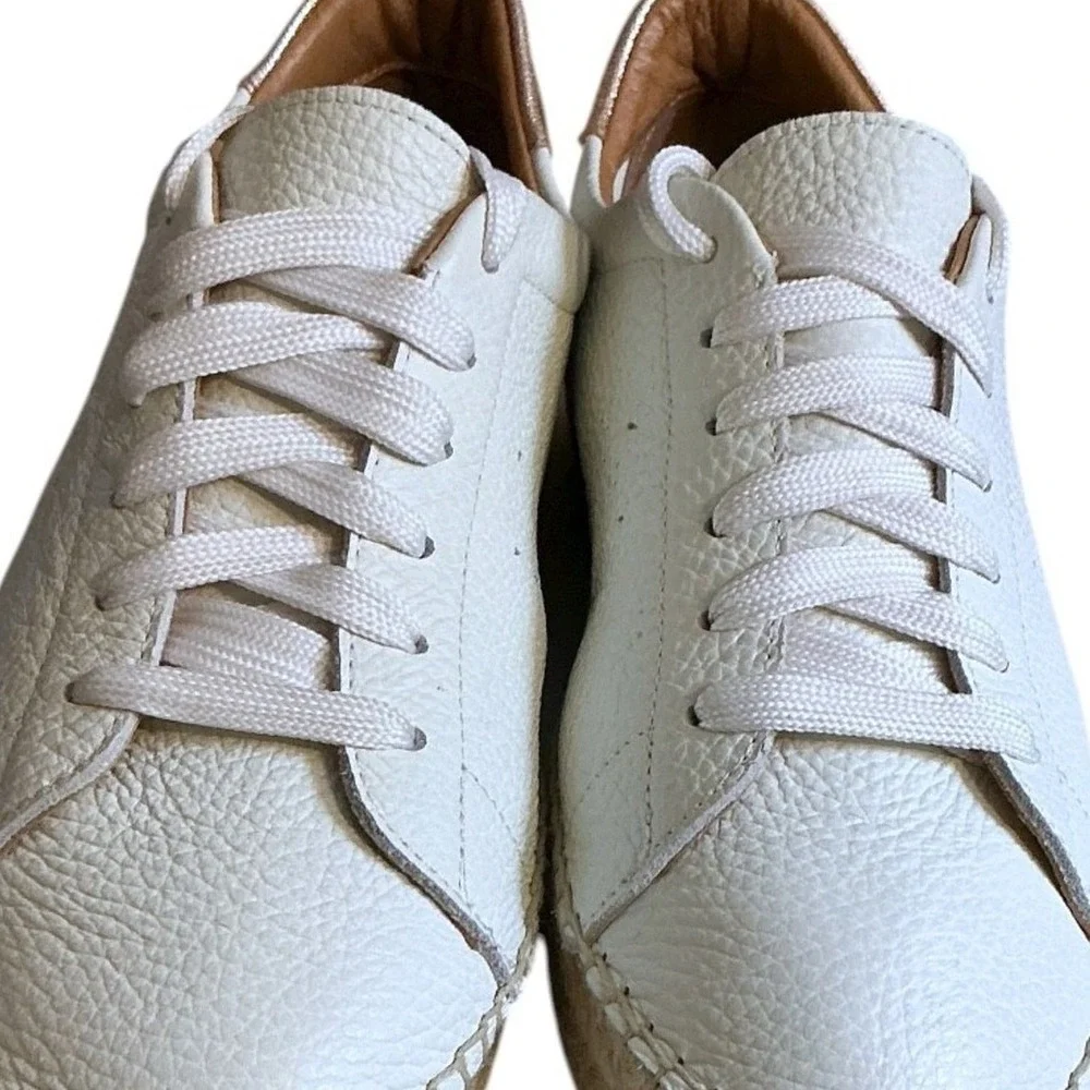Anthropologie Dalson Espadrilles‎ White Leather Jute Platform Sneakers Sz 6/EU37